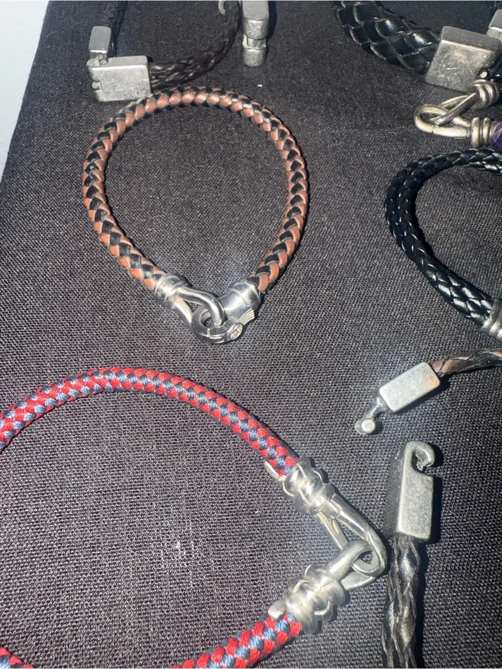 Lot of 14 leather & bead bracelets. Various